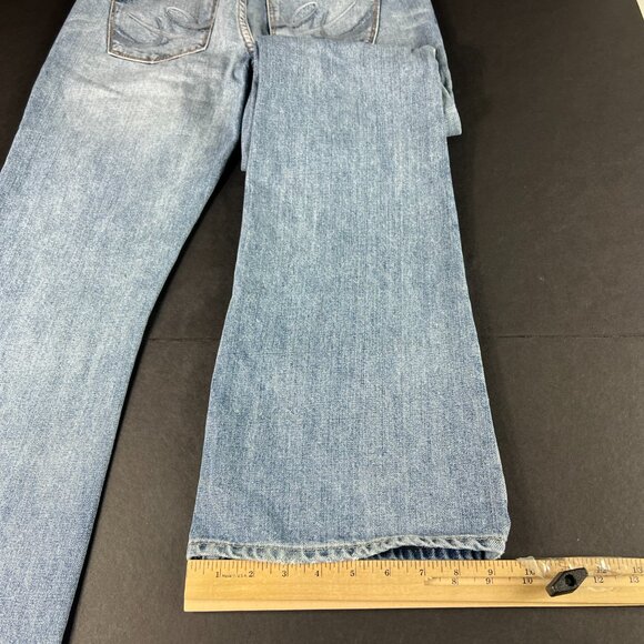 Express X2 Jeans Women's Measured 32x32 Slim Low Rise Flare Blue Denim Tag 6 L - Picture 11 of 16